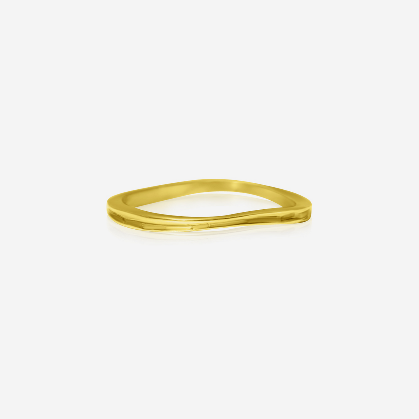 A simple, delicate ring with an organic, natural shape, crafted in a shiny gold material.