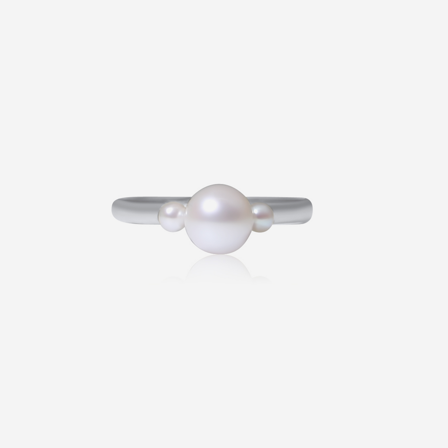 Akoya pearl trinity ring in Platinum – Made by Petit Jewelry
