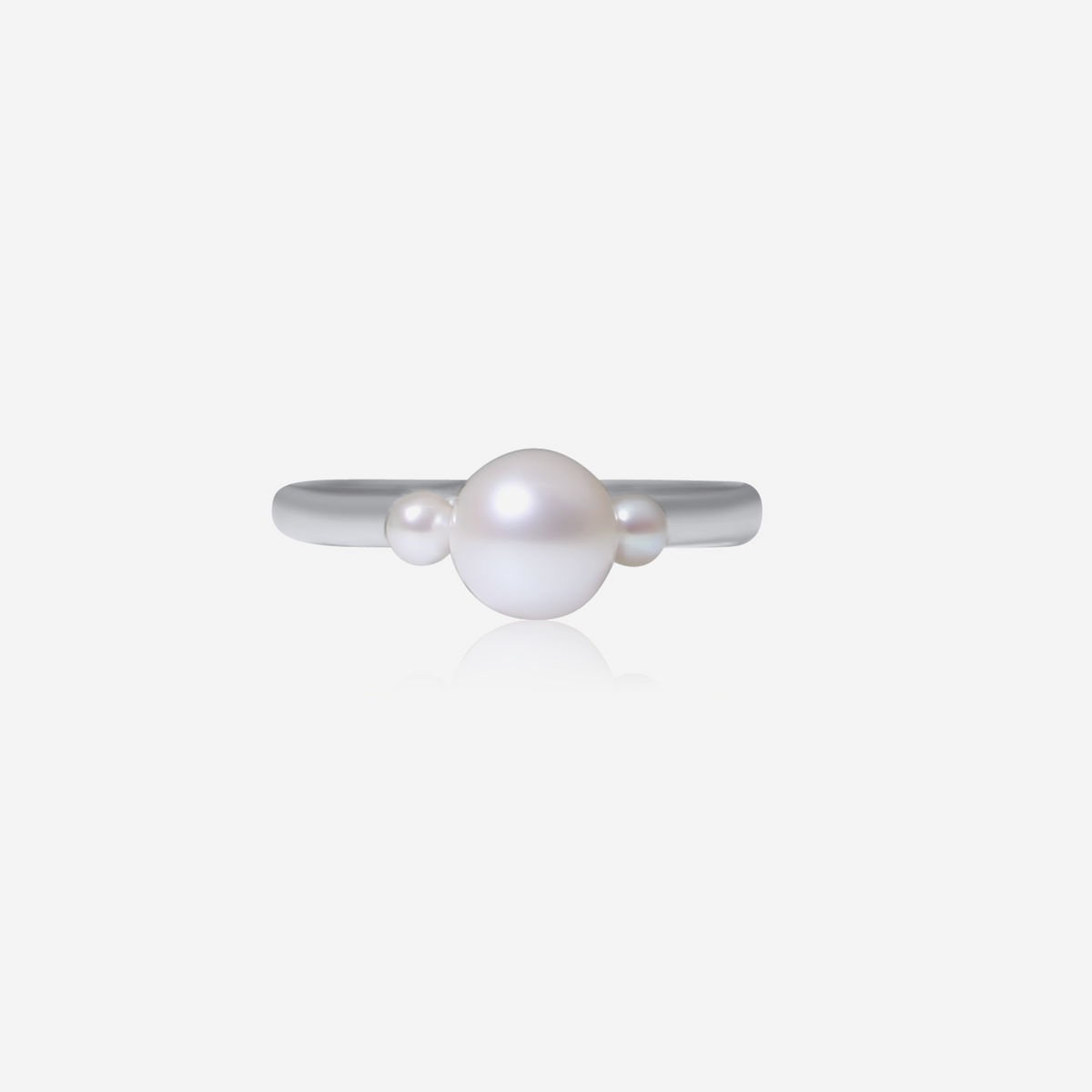 Akoya pearl trinity ring in Platinum – Made by Petit Jewelry