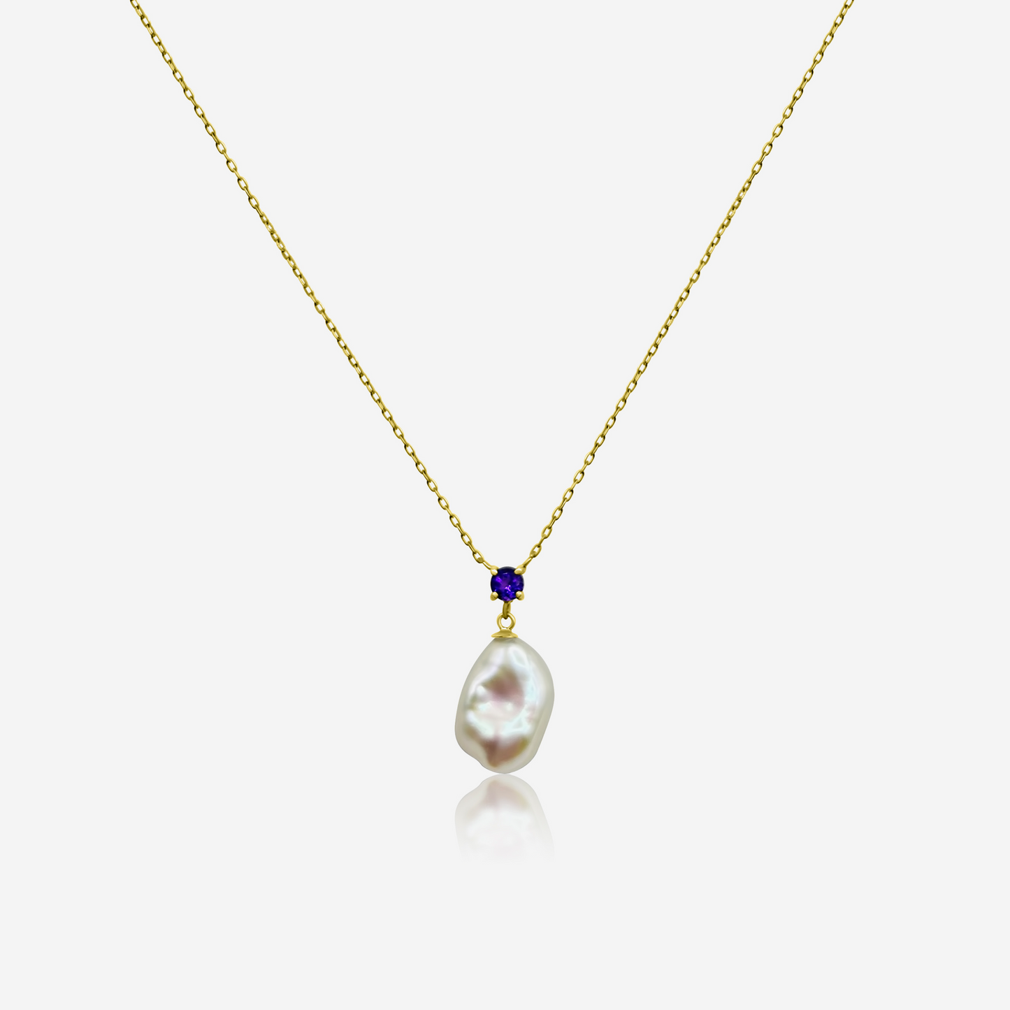 Amethyst and Freshwater Pearl Drop Necklace