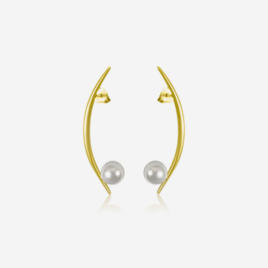 Moon with Freshwater Pearl Earrings