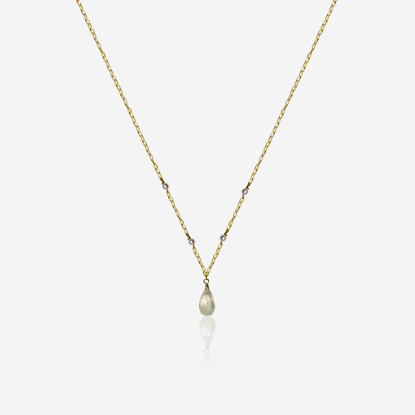 Moonstone Drop Pearl Necklace