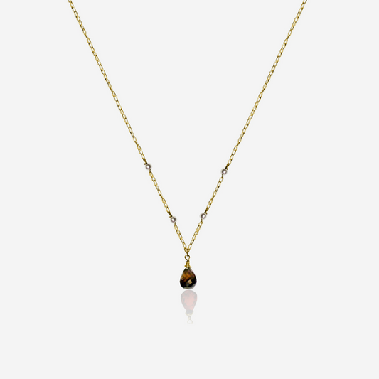 Smoky Quartz with Tiny Akoya Pearl Necklace