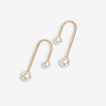 Freshwater Pearl Tube Earrings | 14K Gold