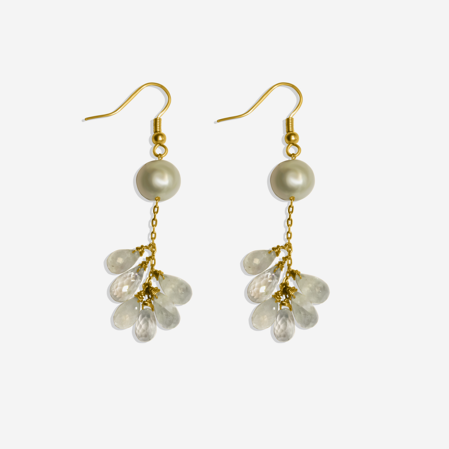 Moonstones with Freshwater Pearl Earrings