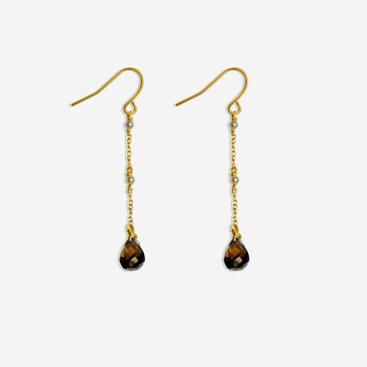 Smoky Quartz with Tiny Akoya Pearl Earrings