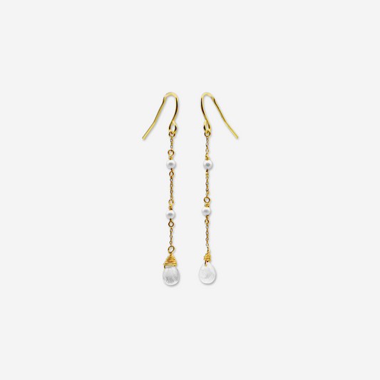 Moonstone Drop Pearl Earrings