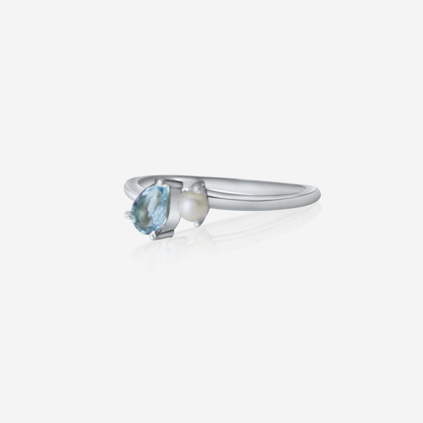 Ocean Enchantment Aquamarine and Akoya Pearl Ring