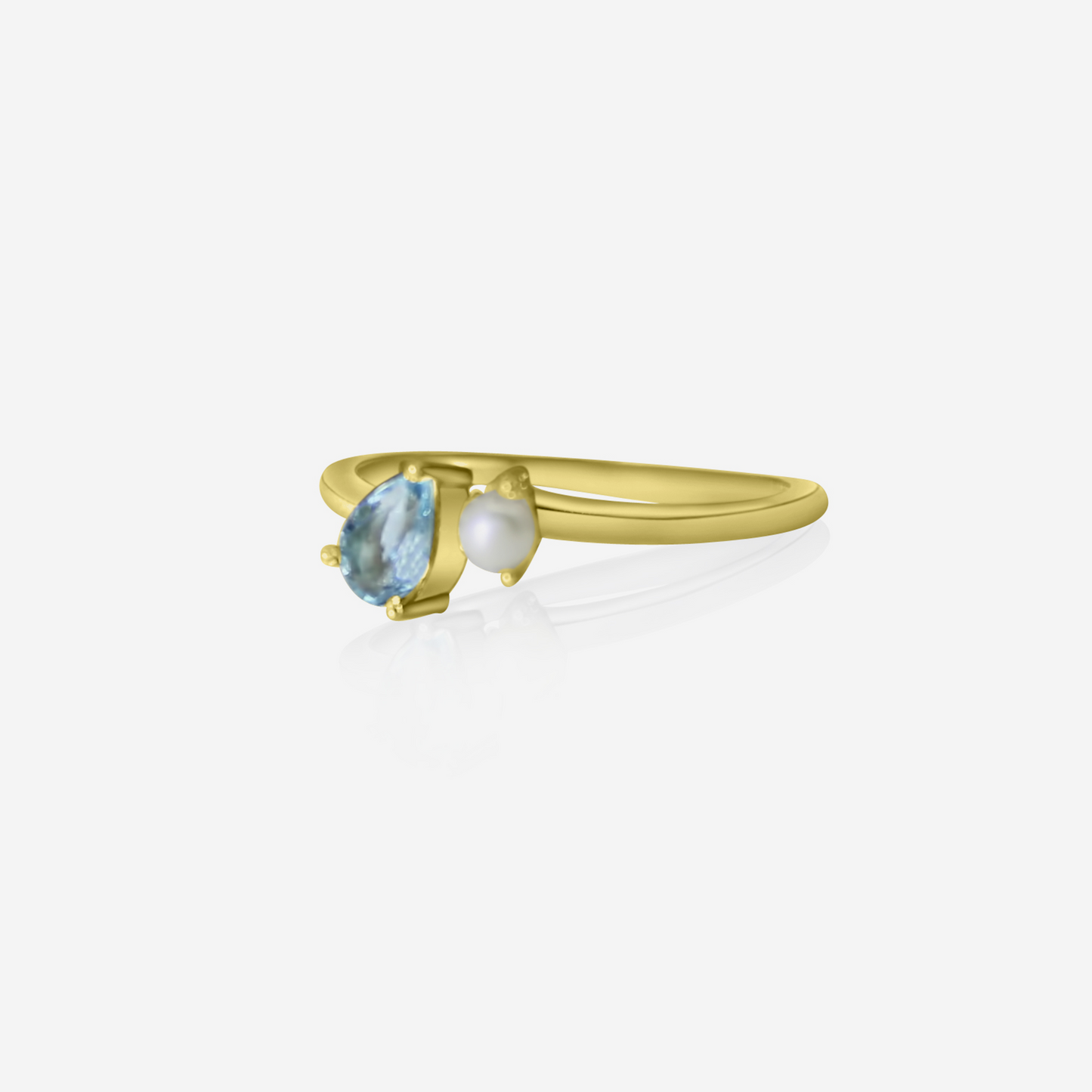 Ocean Enchantment Aquamarine and Akoya Pearl Ring