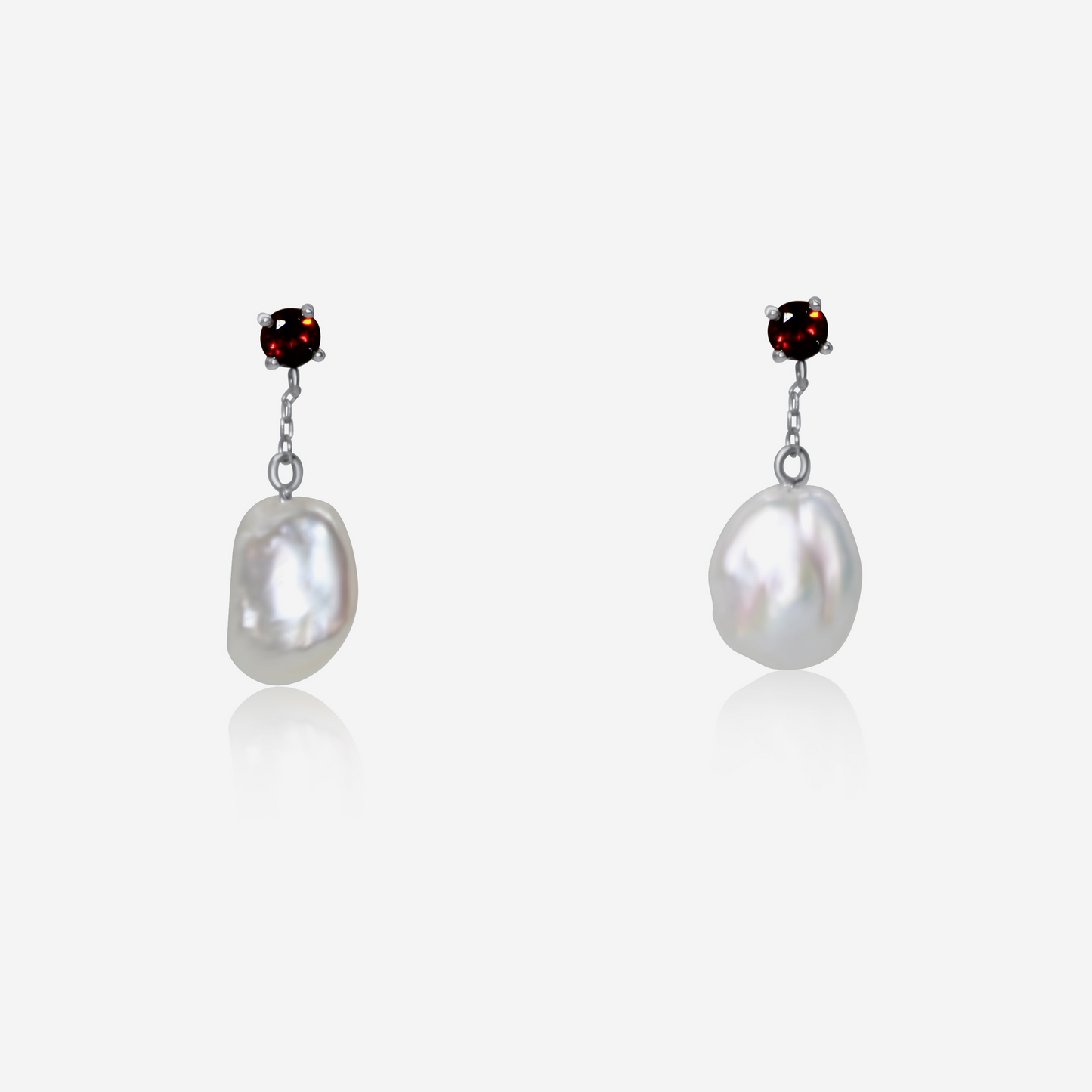 Garnet with Pearl Drop Earrings