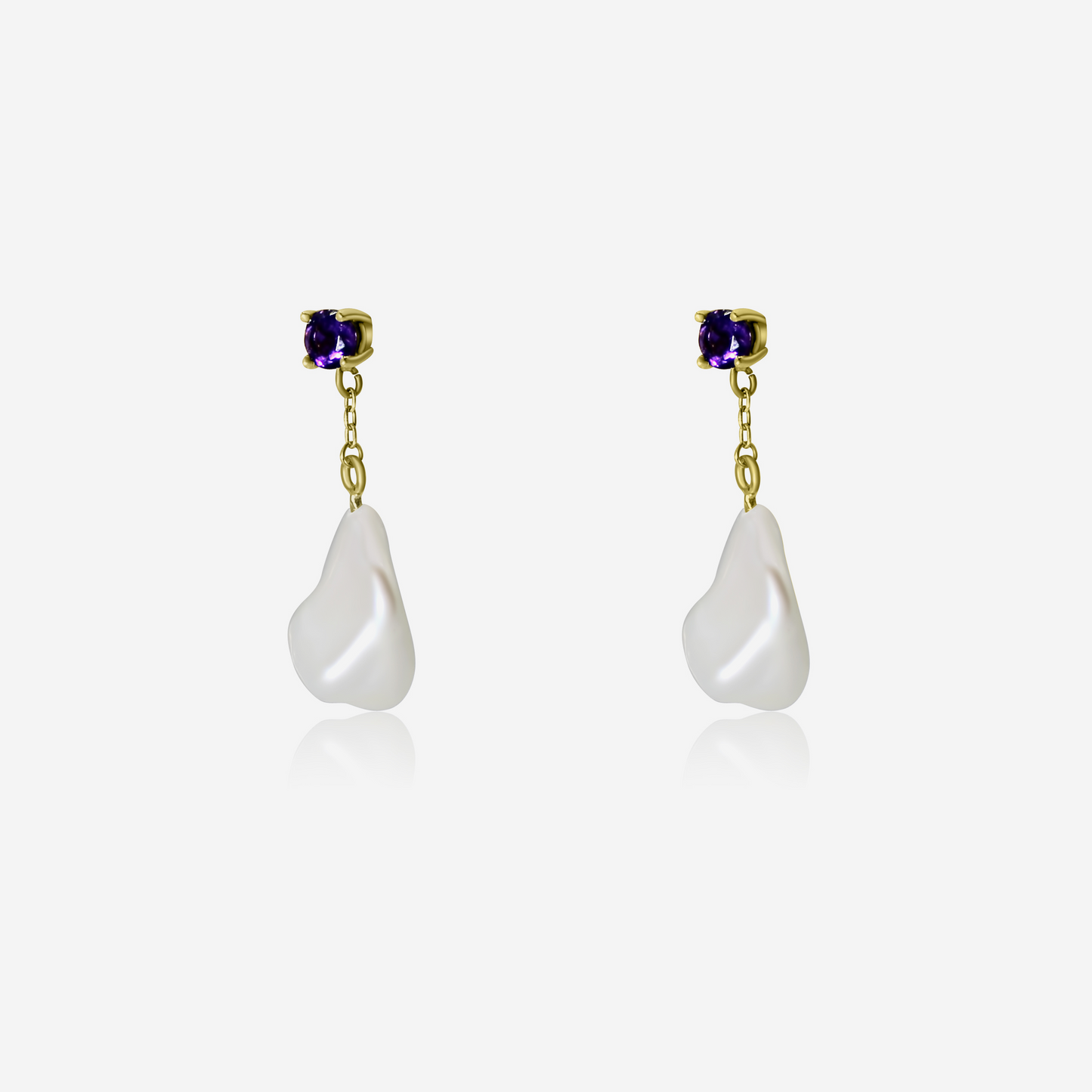 Amethyst with Pearl Drop Earrings