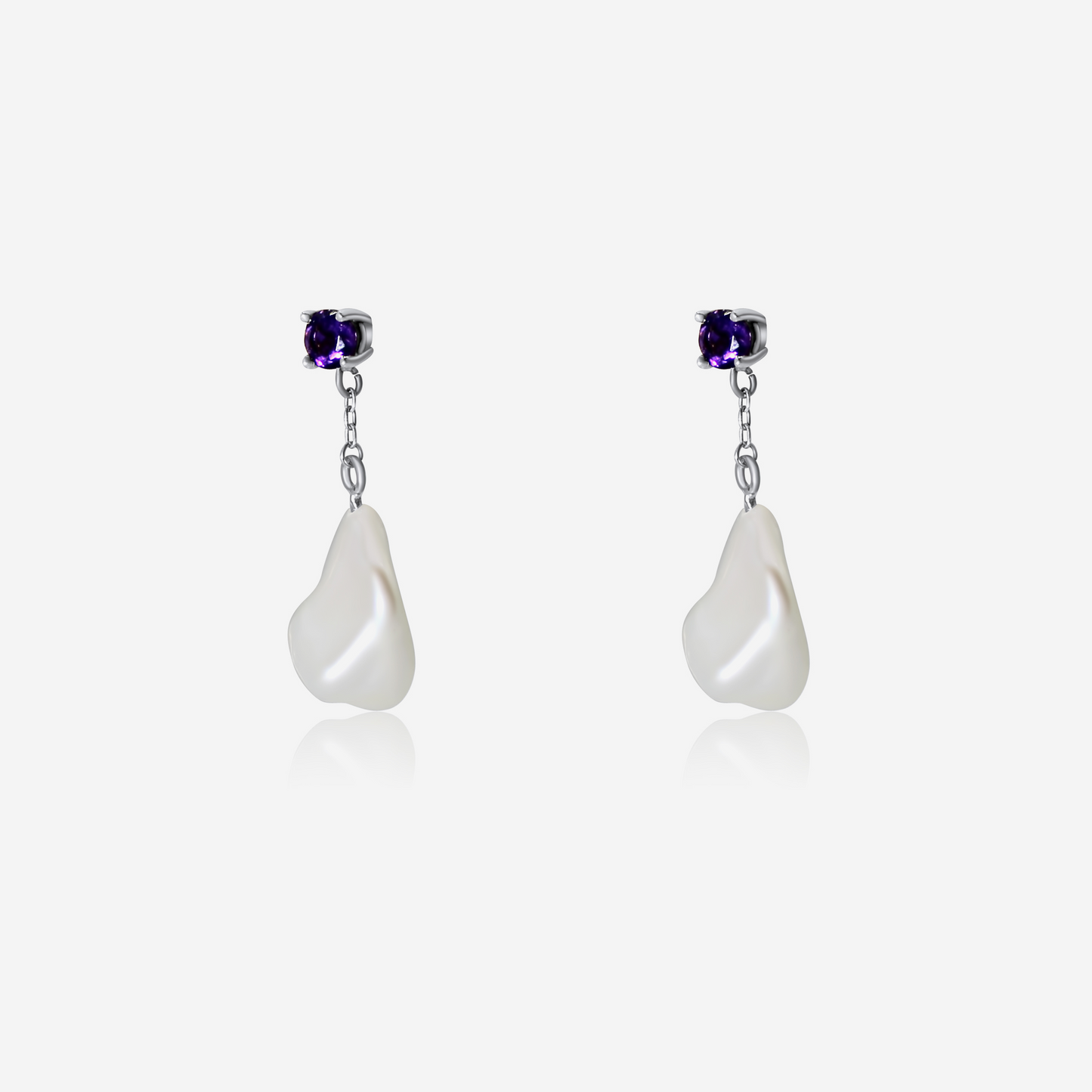 Amethyst with Pearl Drop Earrings