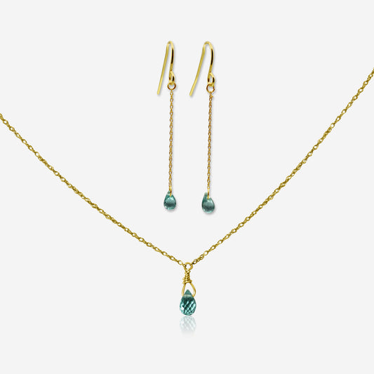 Green Apatite Drop Earrings & Necklace