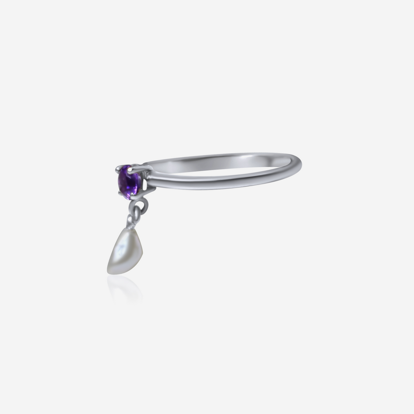 Amethyst and Drop Freshwater Ring