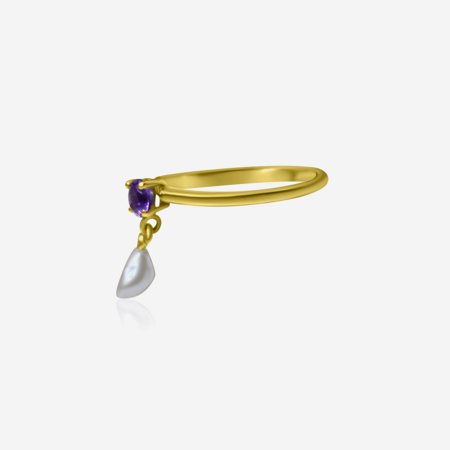 Amethyst and Drop Freshwater Ring