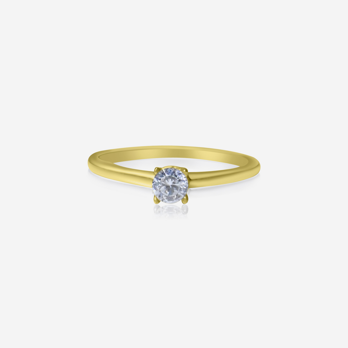 Natural diamond solitaire engagement ring in 18K yellow gold – Made by Petit Jewelry