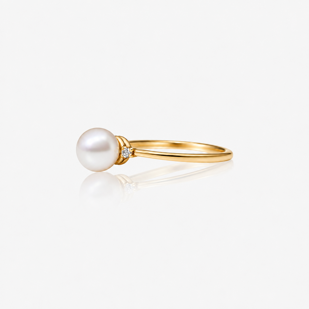 Pearl Engagement Ring | Pearlescent Symphony | 18K Gold and Platinum