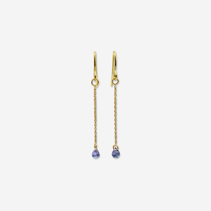 Tanzanite drop earrings in 14K yellow gold – Made by Petit Jewelry